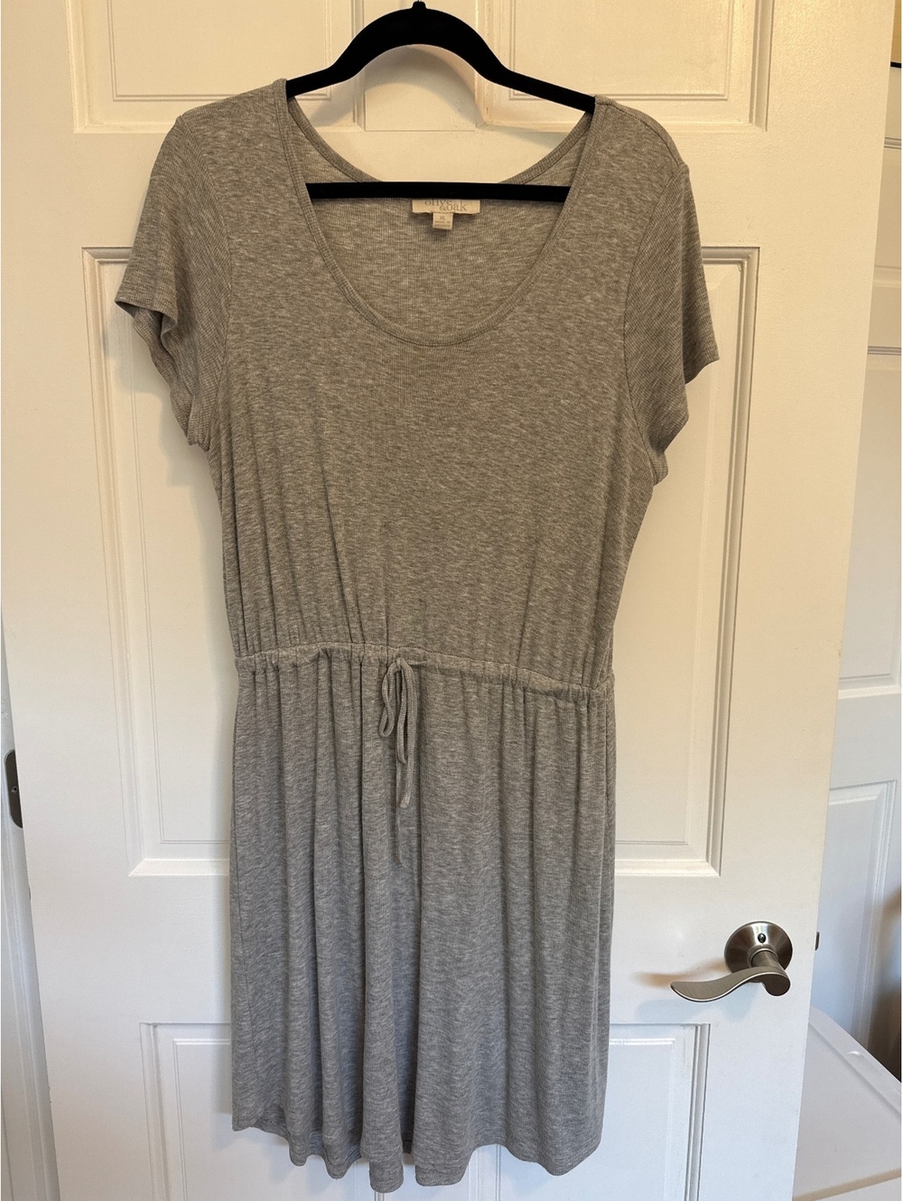 Olive Oak Gray Short Sleeve Drawstring Waist Dress XL
